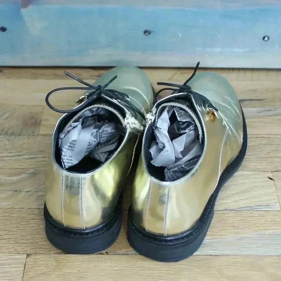 Patrizia Pepe Gold Leather Derby Shoes Size 37 Euro Size 7 - Picture 5 of 10